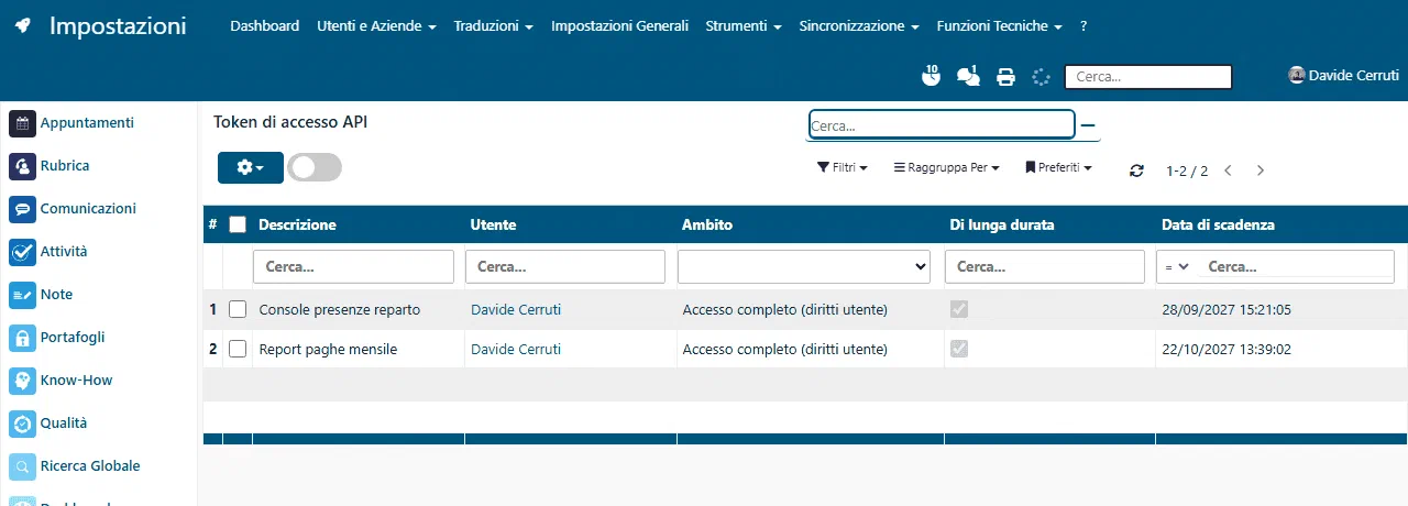Token di accesso API: i token di lunga durata con ambito di lettura configurabile