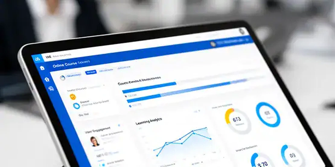 Screenshot of the LMS platform with company training dashboard and active courses