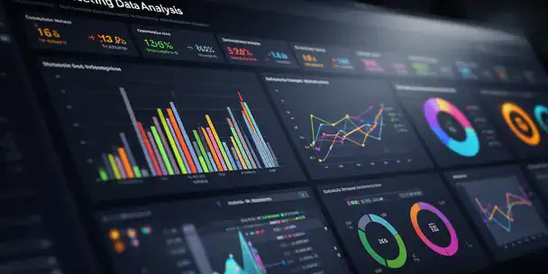 Analyse de données marketing avec graphiques et tableaux de bord