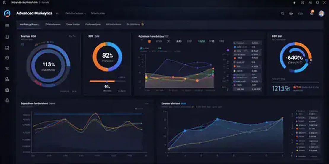 Tableau de bord d'analyse marketing avec graphiques et métriques en temps réel