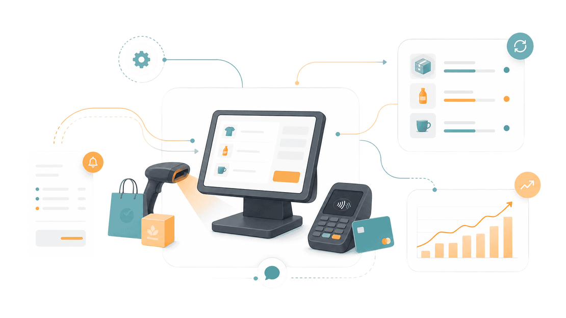 Zelo ERP Point of Sale (PoS) connected to cash, inventory and accounting