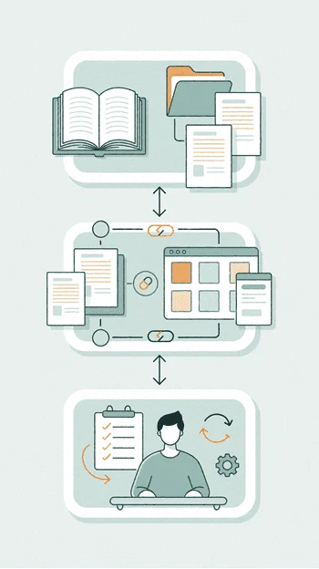 Zelo ERP Knowledge module: the three steps Create, Link and Apply