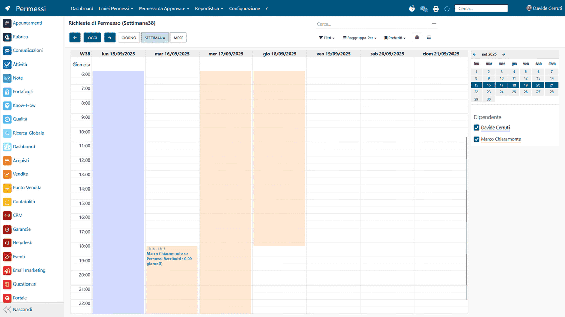 Leave calendar in Zelo ERP: the team's time off and absences, ready for work planning