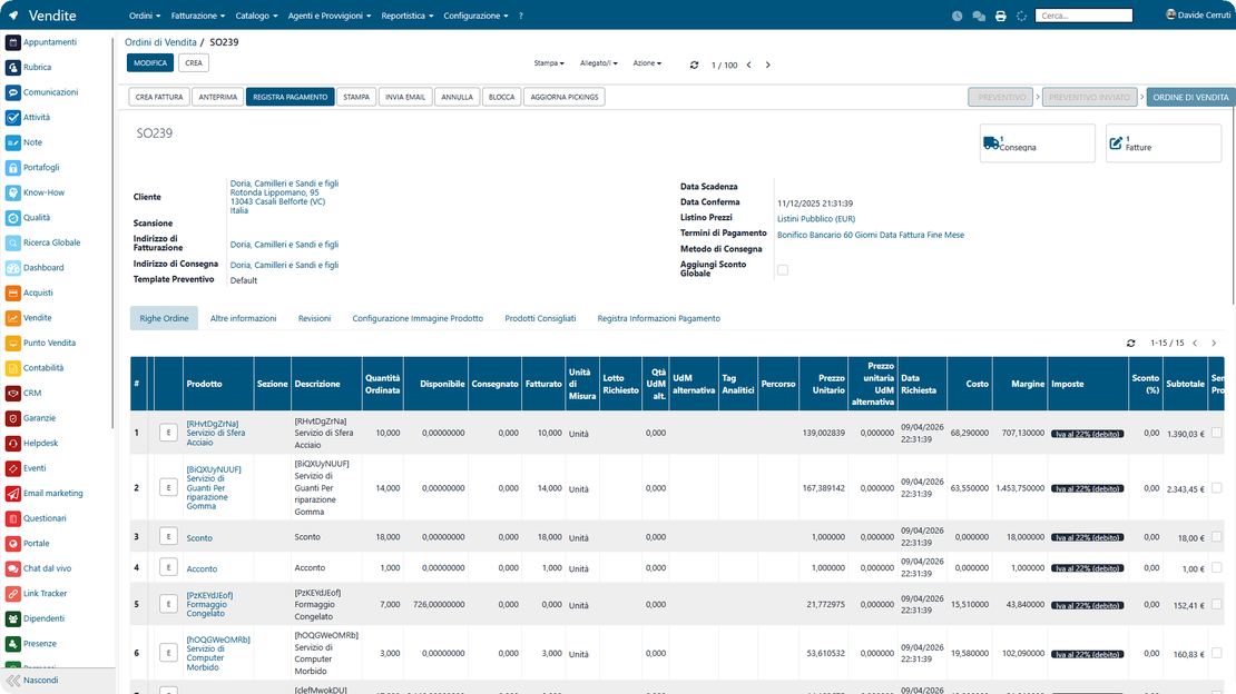 The document flow of the sales cycle in Zelo ERP: quotes, revisions and orders linked to invoicing and collections