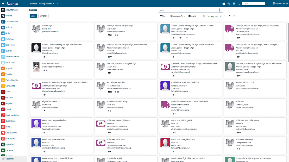 Module Contacts de Zelo ERP : fiche d'un client dans l'annuaire