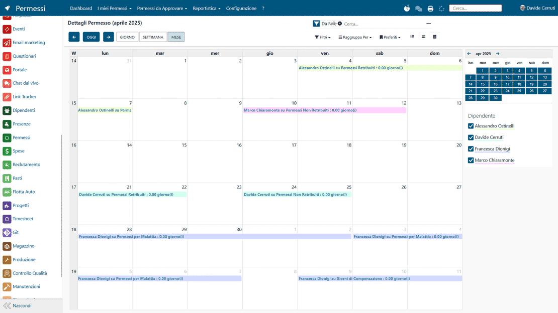 Module Congés de Zelo ERP : demande de congés en ligne et calendrier des absences