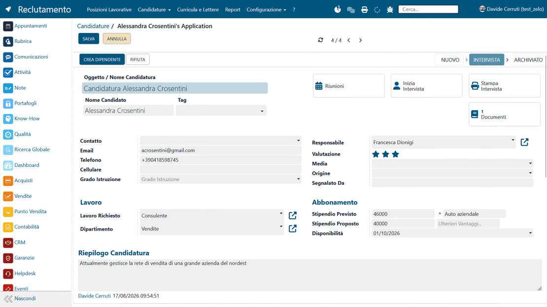 Automatisation des données administratives dans Zelo ERP : de la candidature acceptée au profil du nouvel employé