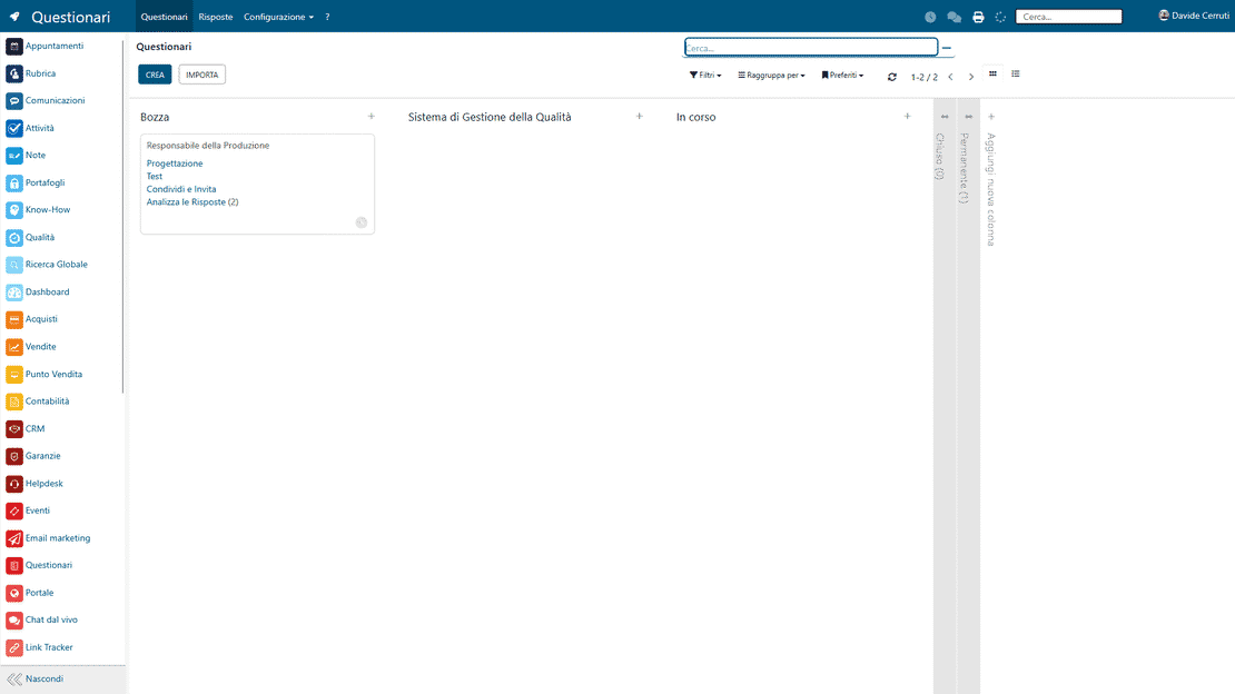 Workflows des questionnaires dans Zelo ERP : vue kanban des états et pipeline personnalisée