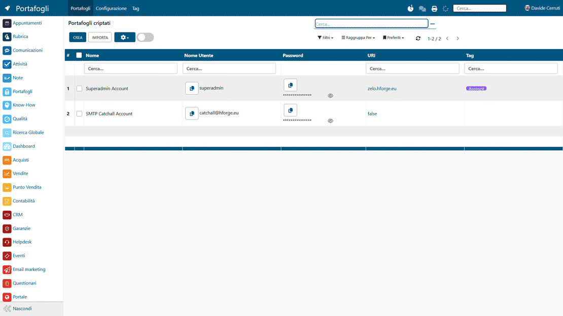 Module Vault de Zelo ERP : identifiants chiffrés avec autorisations et historique des accès