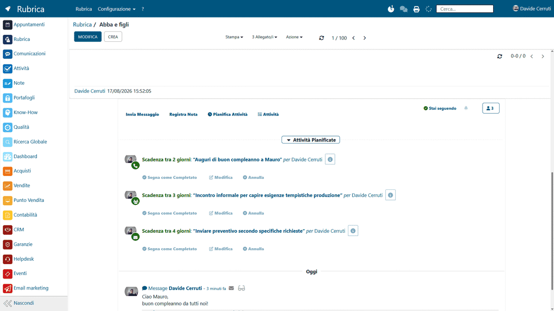 Comunicazioni in Zelo ERP: chatter su preventivi, ordini e progetti