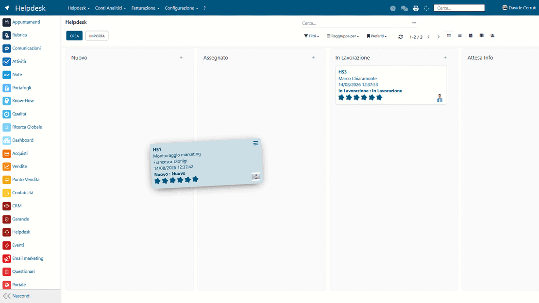 Modulo Helpdesk di Zelo ERP: ticket di supporto, timesheet e ore prepagate dei clienti