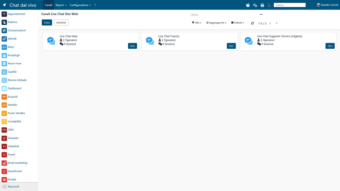 Supporto multicanale in Zelo ERP: più canali di live chat gestiti dalla stessa console