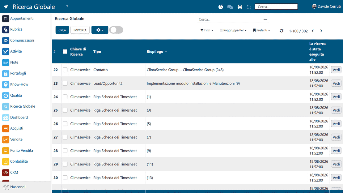 Ricerca globale in Zelo ERP: documenti aggregati per partner