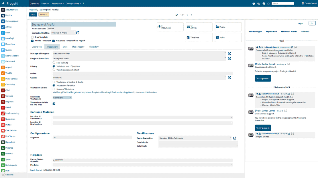 Feedback cliente in Zelo ERP: valutazione della soddisfazione e collaborazione nei task