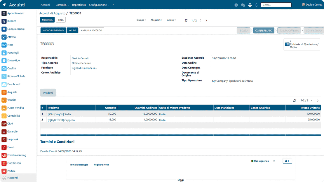Mass mailing in Zelo ERP: vista kanban delle campagne