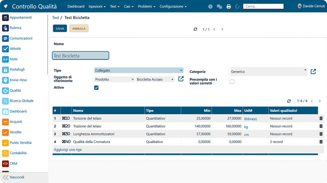 Parametri di conformità dei test in Zelo ERP: soglie e tolleranze qualitative e quantitative