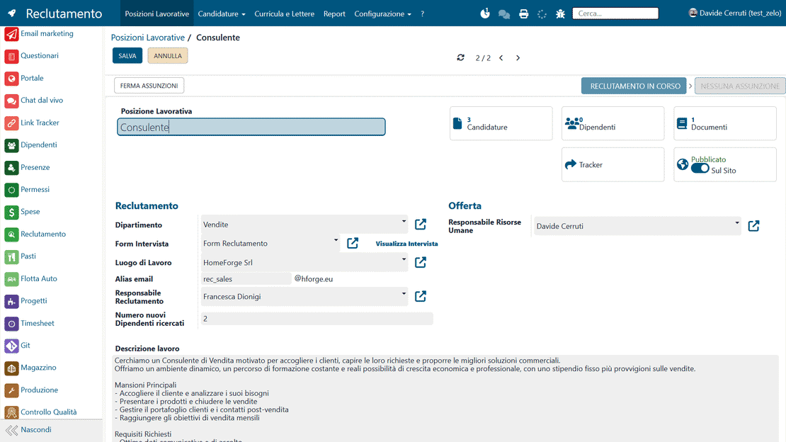 Centralizzazione dei dati in Zelo ERP: candidature, CV e documenti condivisi con il team HR