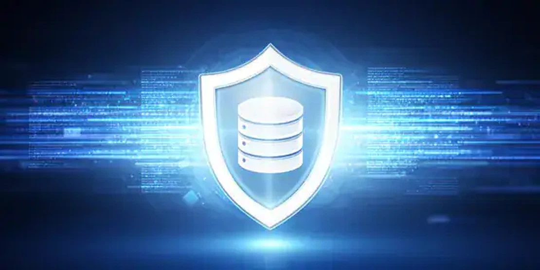 Visualizzazione concettuale di sistema di sicurezza dati con backup automatici e protezione firewall