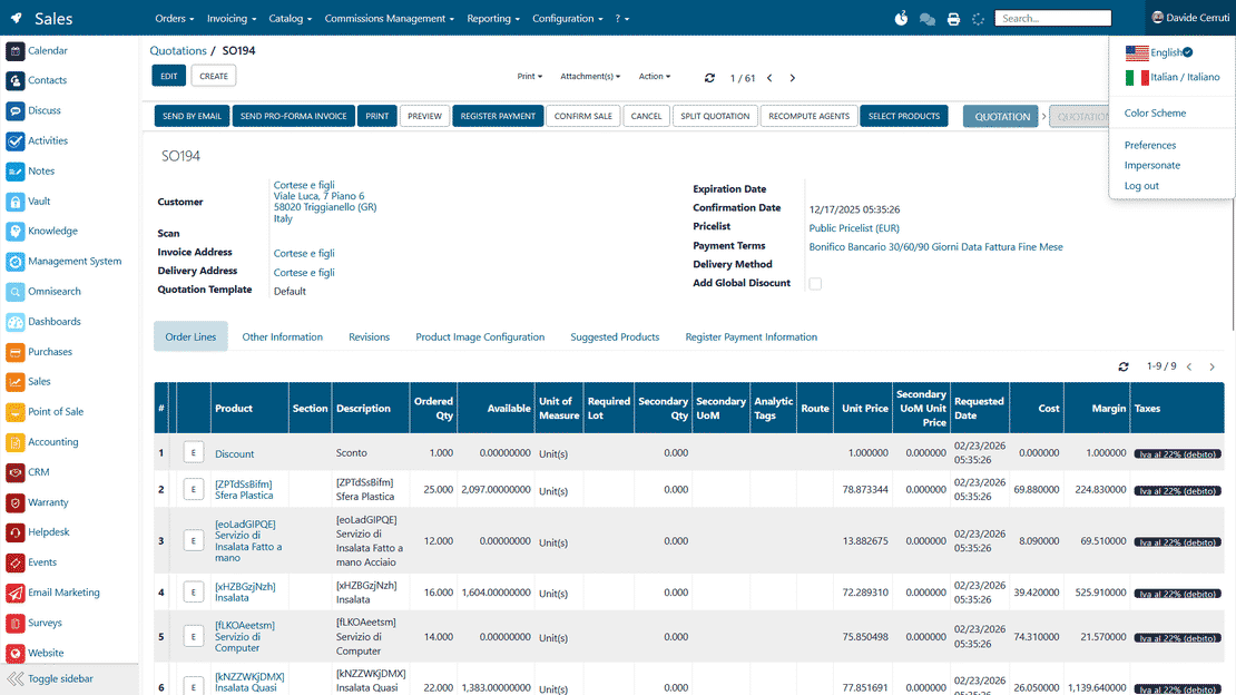Integrazione moduli in Zelo ERP: impostazioni coerenti su CRM, vendite e contabilità