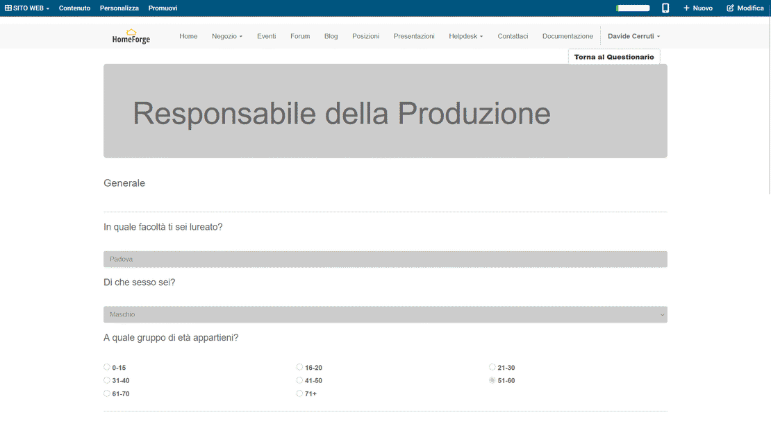 Integrazione dei questionari in Zelo ERP: risposte collegate a CRM, progetti, recruiting e supporto