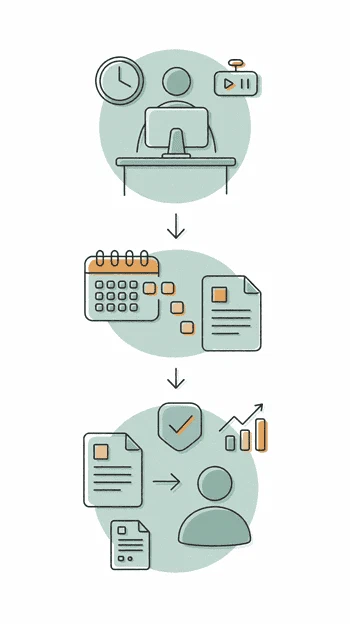 Workflow del modulo Timesheet di Zelo ERP: registrazione ore, raccolta in schede e approvazione
