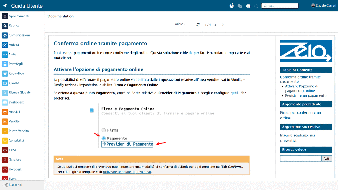 Screenshot in Zelo ERP: immagini operative dell'interfaccia del gestionale