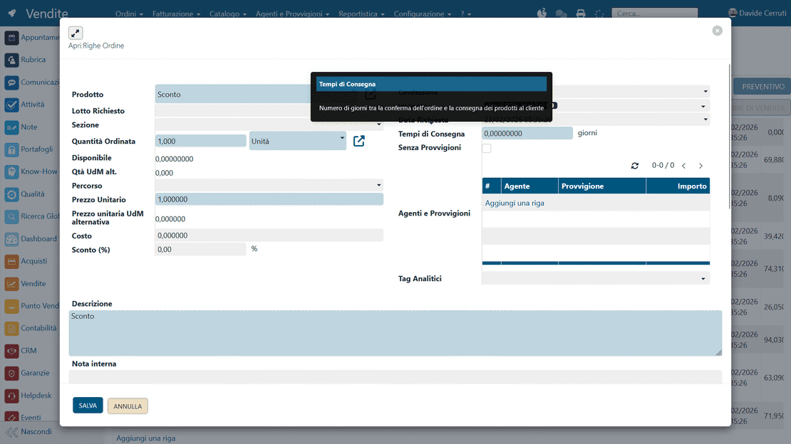 Tooltip sui campi in Zelo ERP: spiegazioni contestuali sulle etichette