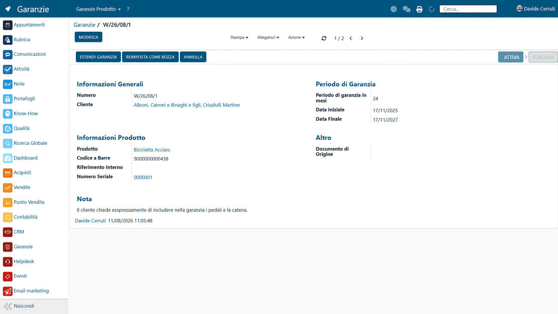 Integrazione delle Garanzie in Zelo ERP: dati condivisi tra CRM, vendite, magazzino e helpdesk