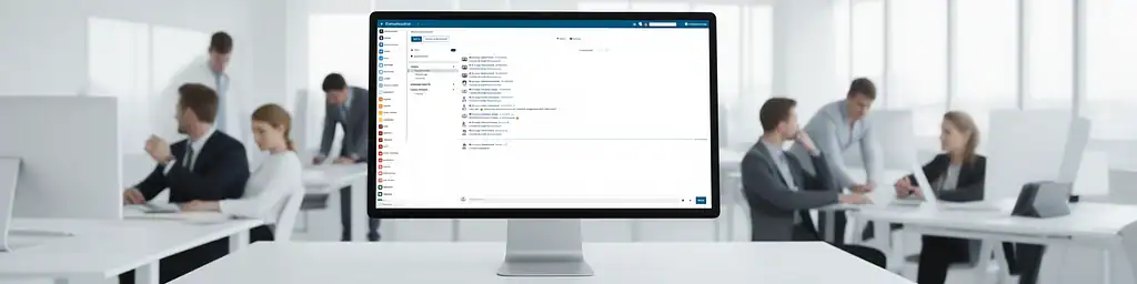 Schermata Zelo ERP con notifiche e chat aziendale