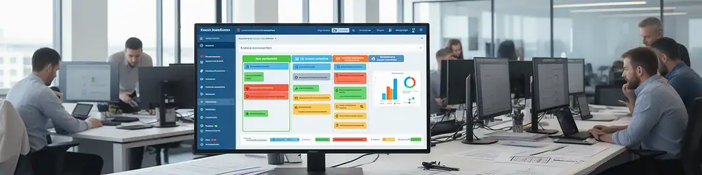 Dashboard Kanban di Zelo ERP per la gestione qualità e rischi aziendali in una PMI italiana