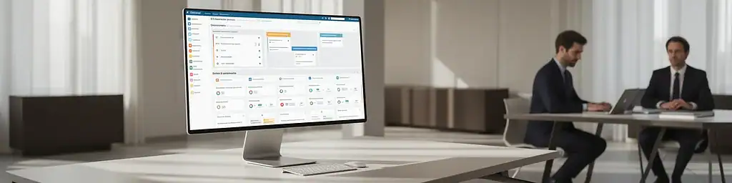 Interfaccia gestionale con questionari aziendali, punteggi e vista organizzativa in Zelo ERP