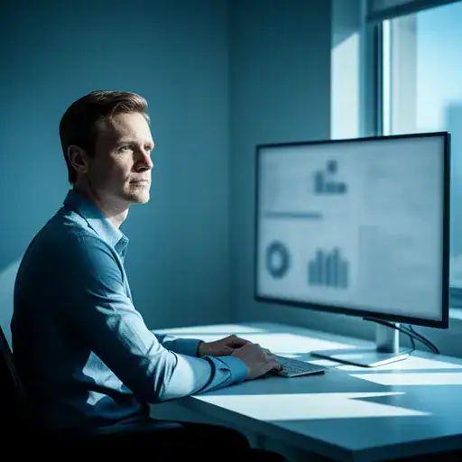 Responsabile HR che analizza i flussi di lavoro e le presenze dei dipendenti da una postazione desktop ordinata.