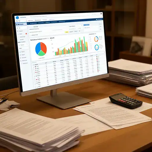 Monitor con dashboard gestionale vendite Zelo ERP e grafici performance in ufficio PMI