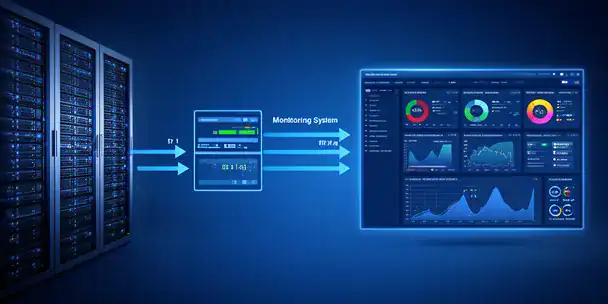 Sequenza visiva del flusso di dati dai server IT al sistema di monitoraggio